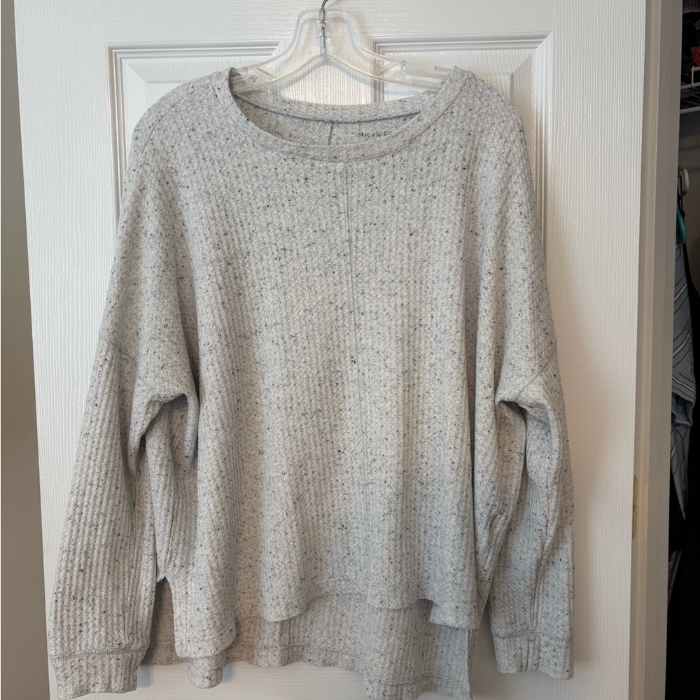 American Eagle Grey Waffle Sweater